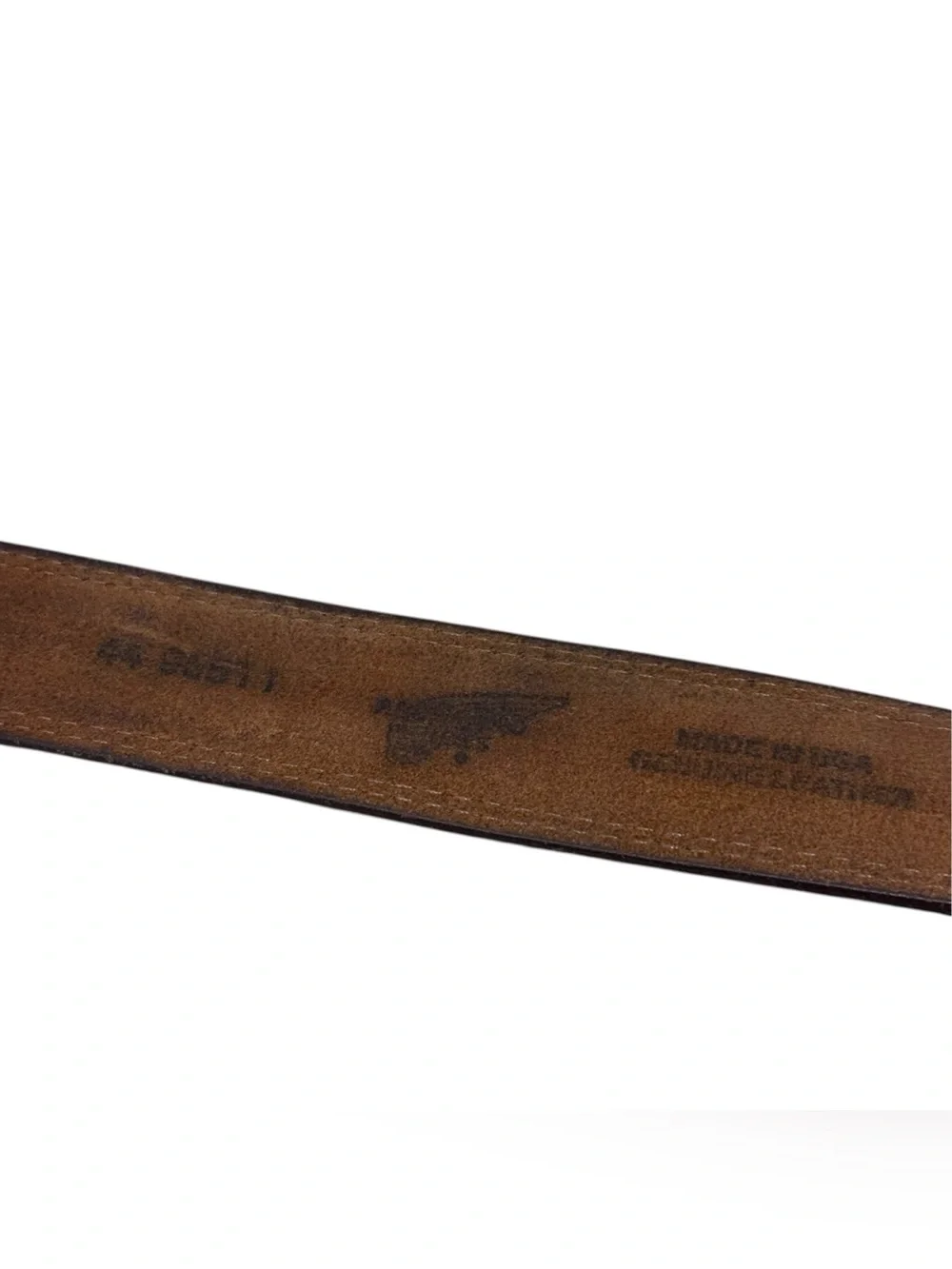 Red Wing Brown Leather Belt Size 44 Solid Brass